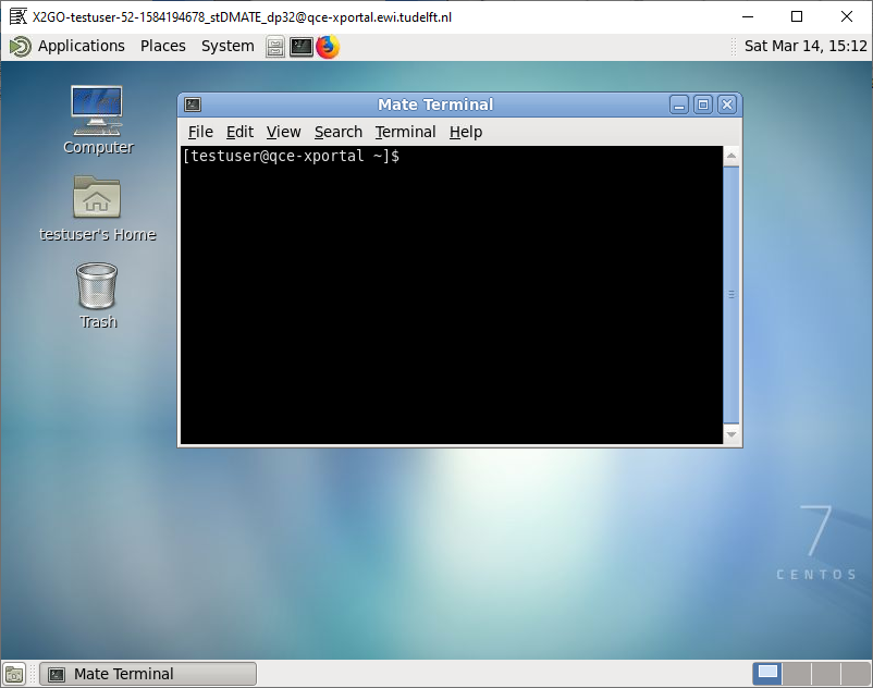 X2Go desktop with terminal